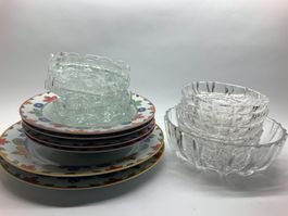 Vintage Geschirr-Konvolut – Porzellanteller mit Blumendekor