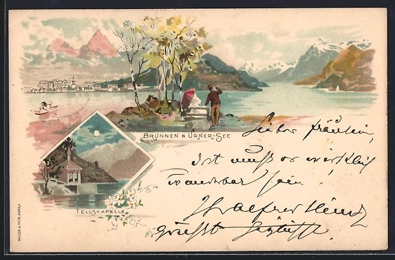 Ansichtskarten: Litho Brunnen, Teilansicht und Urner See – Gebraucht aus Berlin von bartko-reher