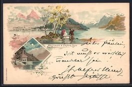 Litho Brunnen, Teilansicht und Urner See
