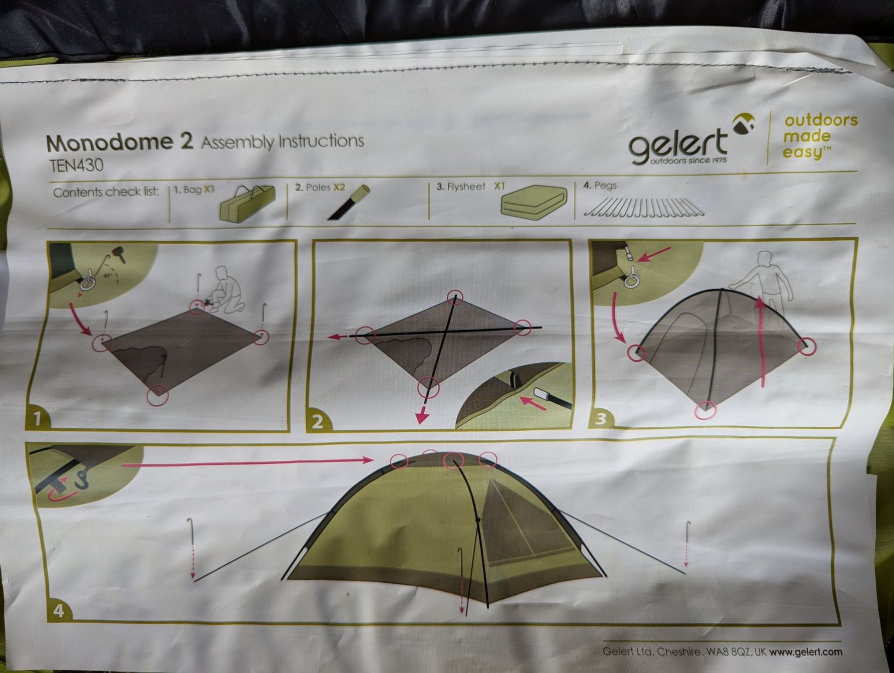 Tende : Gelert Monodome 2 Zelt - Lime/Charcoal – Usato da Niederglatt ZH venduto da Dgeiss 5
