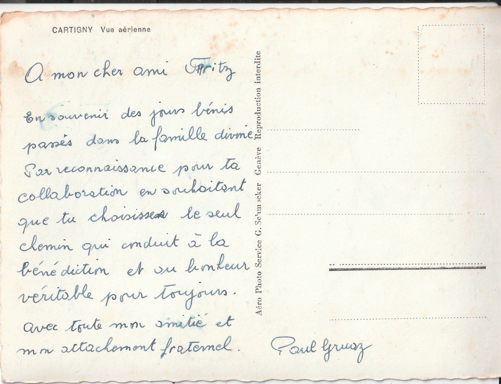 Cartoline postali: Cartigny  Flugaufnahme – Usato da Lumbrein venduto da made02 1