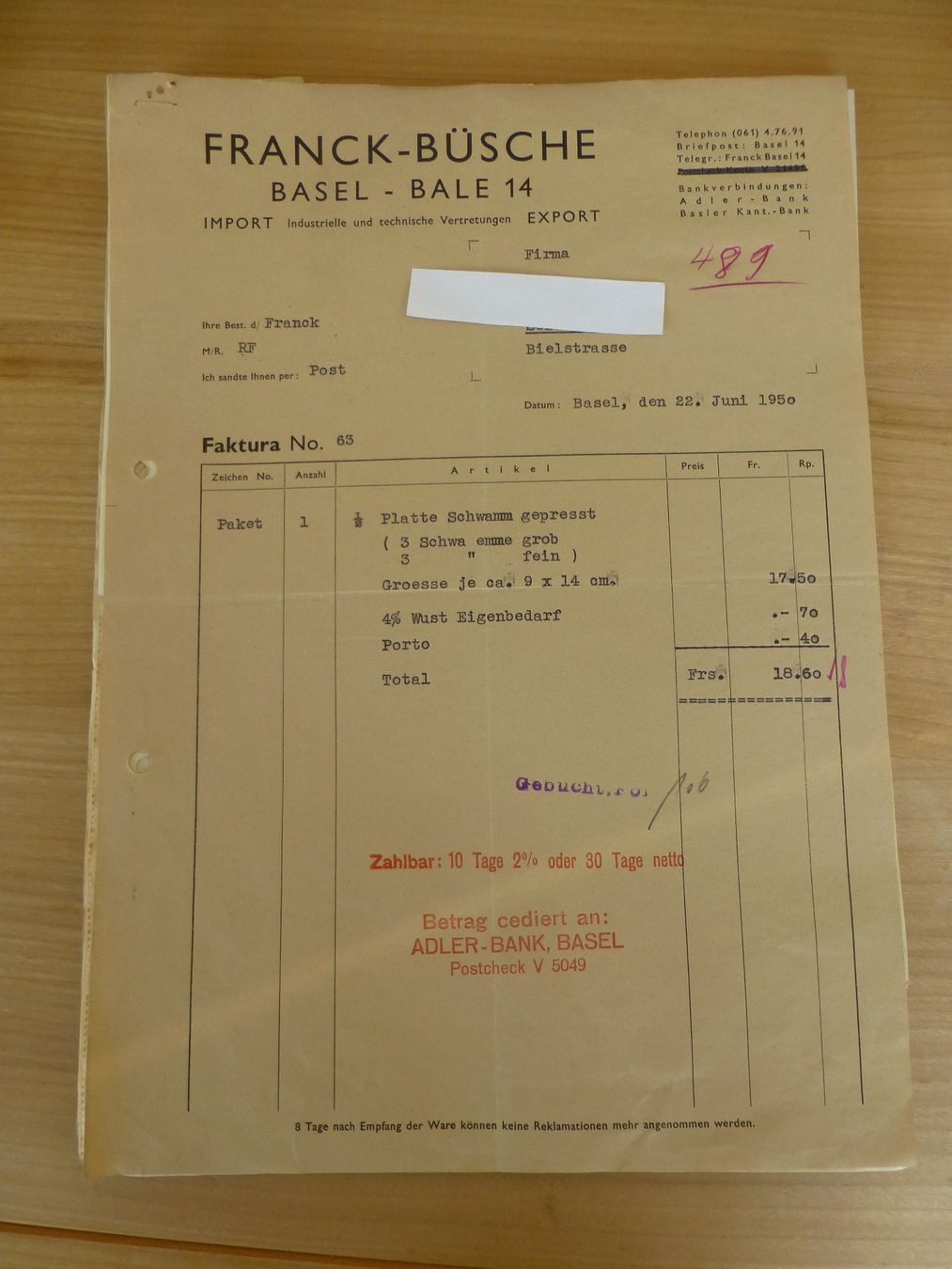 Foto & Immagini: Basel, Frank- Büsche, 1950 – Usato da Bettlach venduto da 1saurer