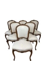 6 Chaises Louis XV Noyer Sculpté Style Baroque