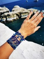 Blau Set von Perlenarmband on Elastic (8 Armbände)