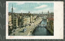 AK color Litho Zürich ZH der untere Limmatquai ≈ 1903