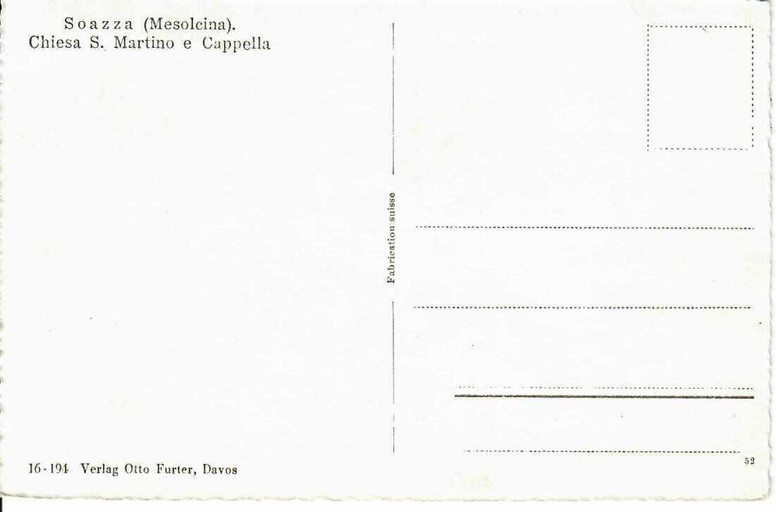 Ansichtskarten: Soazza, Chiesa S. Martino e Cappella – Gebraucht aus Hochdorf von Ziegel-16 1