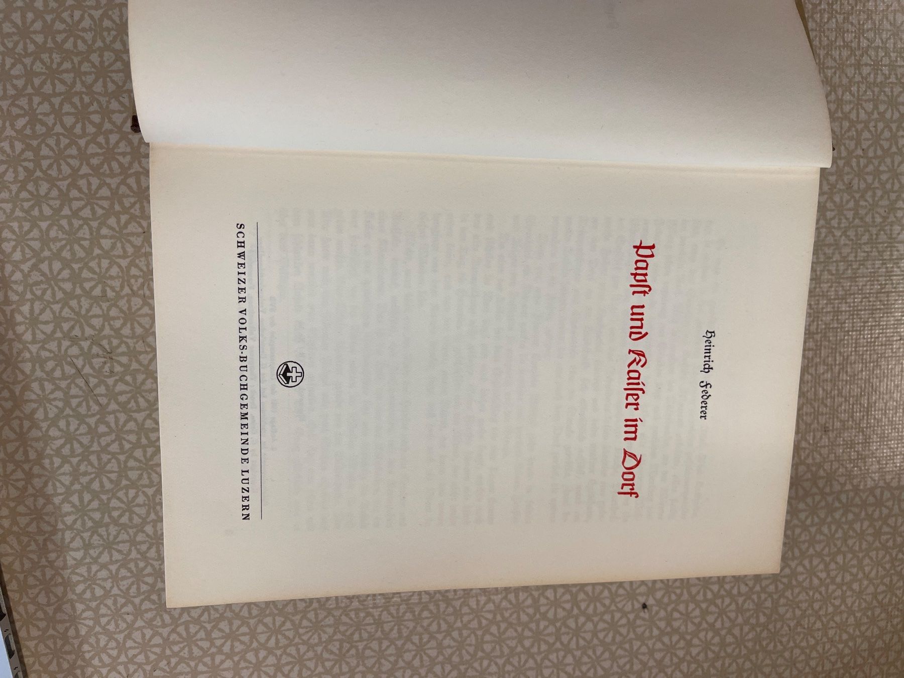 Bücher: Buch - H. Federer - Papst und Kaiser im Dorfe – Gebraucht aus Urnäsch von pas_5r9c 3