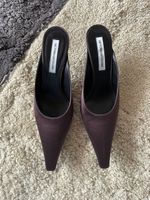 Victoria Beckham Sloan satin mules brown (size 38)