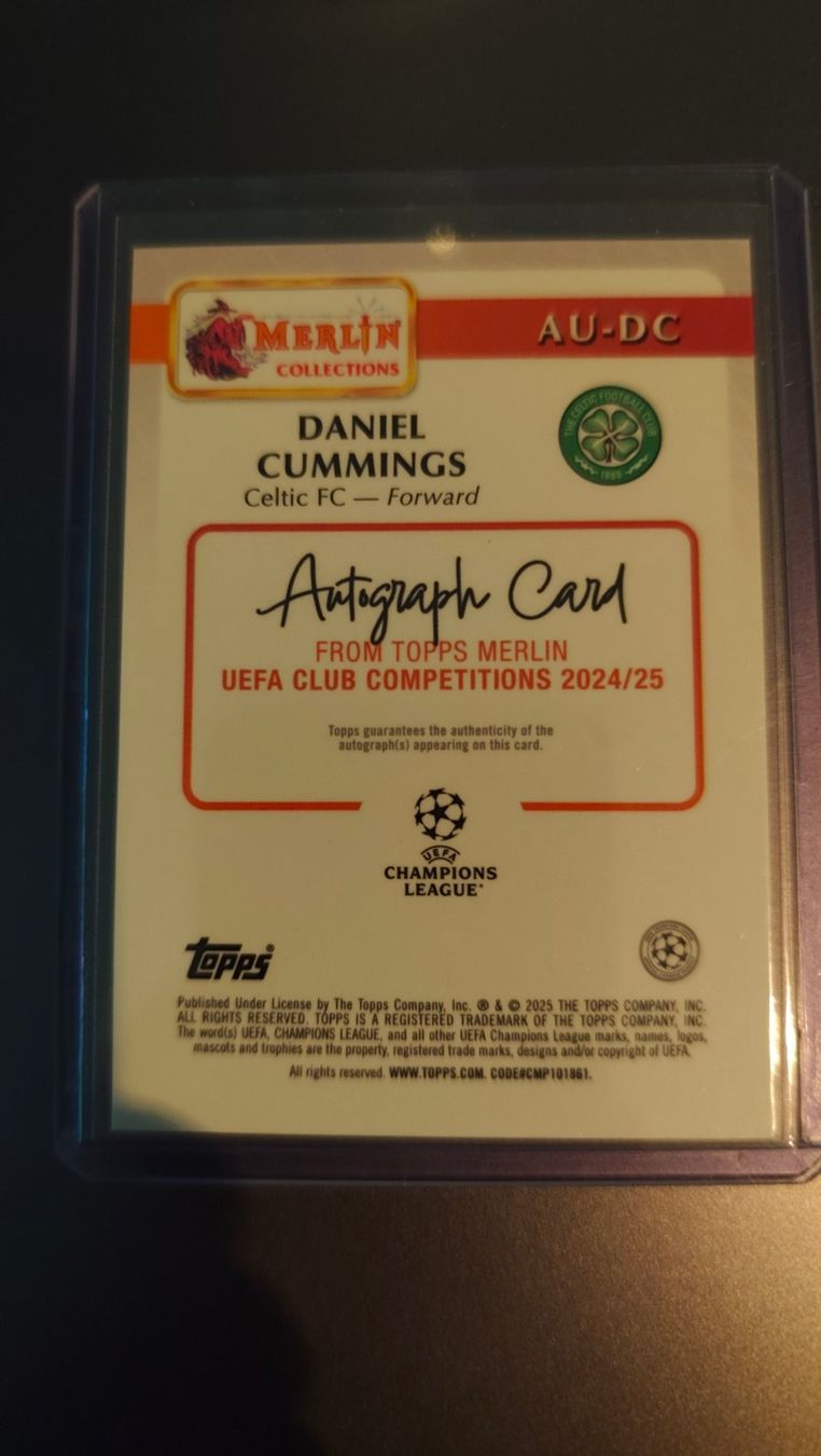 Topps Carte collezionabili: Topps Merlin 24/25 Daniel Cummings /199 mit Autogramm RC – Usato da St. Gallen venduto da RudyundFloydCards 1
