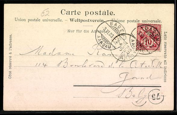 Ansichtskarten: AK Vevey, Place Orientale, 1903 – Gebraucht aus Berlin von bartko-reher 1