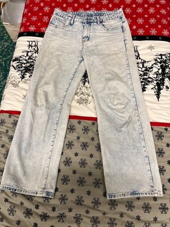Jeans blue acid wash wide leg women's size L new