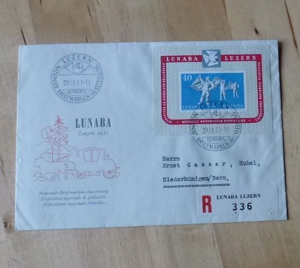 Tous les timbres: FDC ++ LUNABA Block Luzern 1951 – D'occasion à Walkringen par Casablanca777