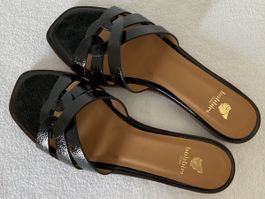 Bobbies mules noires en cuir fripé - pointure 40