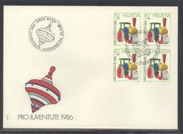 1986, FDC, Pro Juventute, Viererblöcke