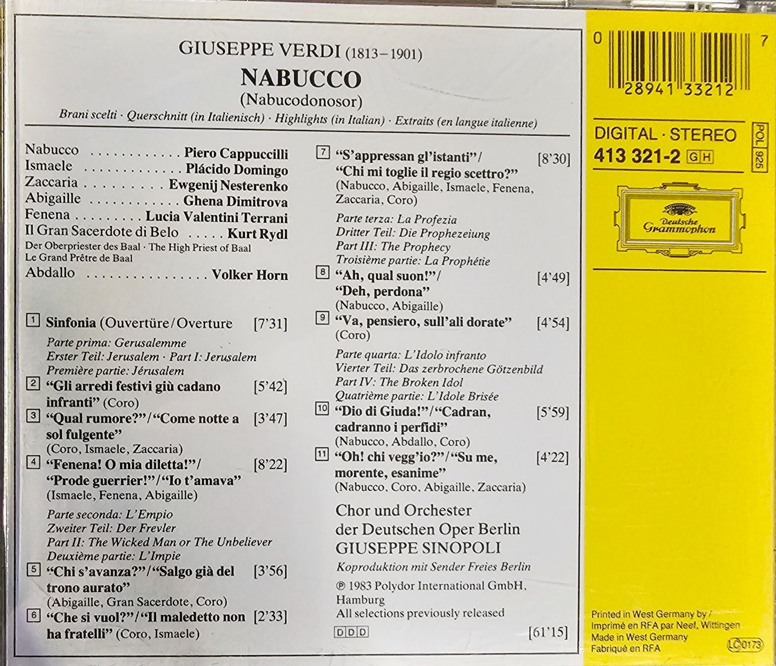 CDs: Verdi - Nabucco - Querschnitt – Gebraucht aus Wahlen b. Laufen von Cg10 1