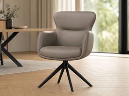 Design-Drehsessel Echtleder taupe / Fauteuil pivotant cuir