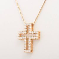 Necklace Cross Diamonds 1.00 ct yellow Gold 18kt 4.7g
