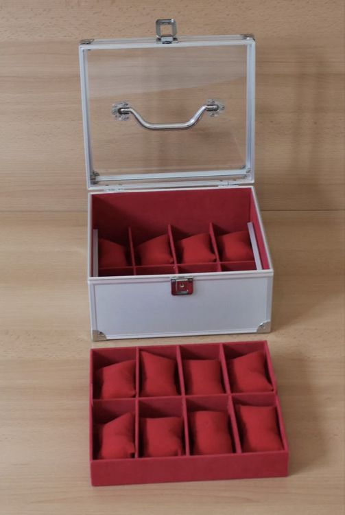 EDLER UHRENKOFFER AUS ALUMINIUM FUER 16 UHREN / Schmuck 4