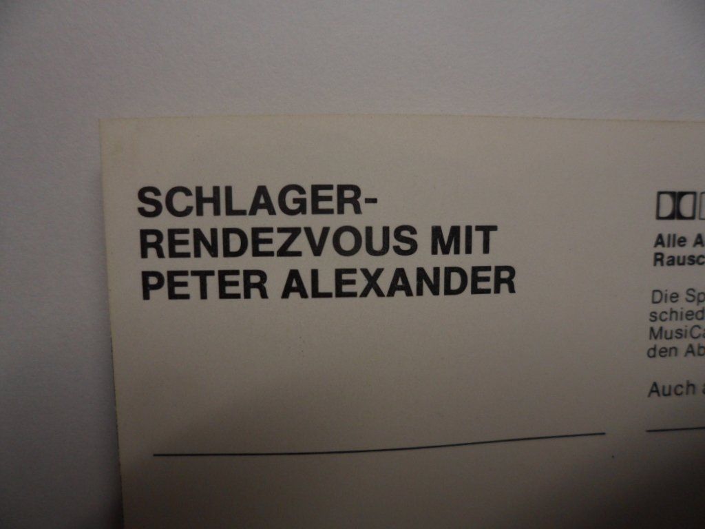 Musicassette: PETER  ALEXANDER   Schlager Rendezvous – Usato da Langnau i. E. venduto da gf2_29jt 1