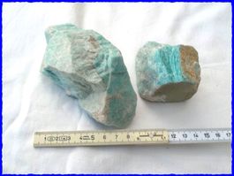 2 AMAZONIT Rohsteine - 11 / 5 cm - total 0.56 kg