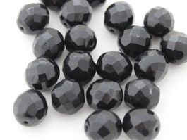 12 x facettierte Glasperlen 12mm, Schwarz, sehr hochwertig