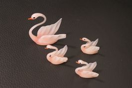 4er Set Rosa Schwan Figurinen Glas