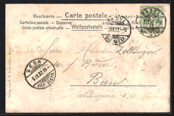 Cartes postales: Basel, Teilansicht mit alter Rheinbrück – D'occasion à Berlin par bartko-reher 1