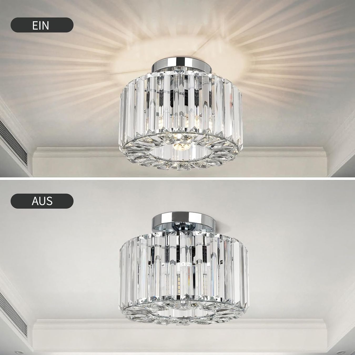 Kronleuchter & Deckenlampen: Deckenlampe Deckenleuchte Kristall Chrom Wohnzimmerlampe 22 – Neu und originalverpackt aus Wittenbach von VELARO 5