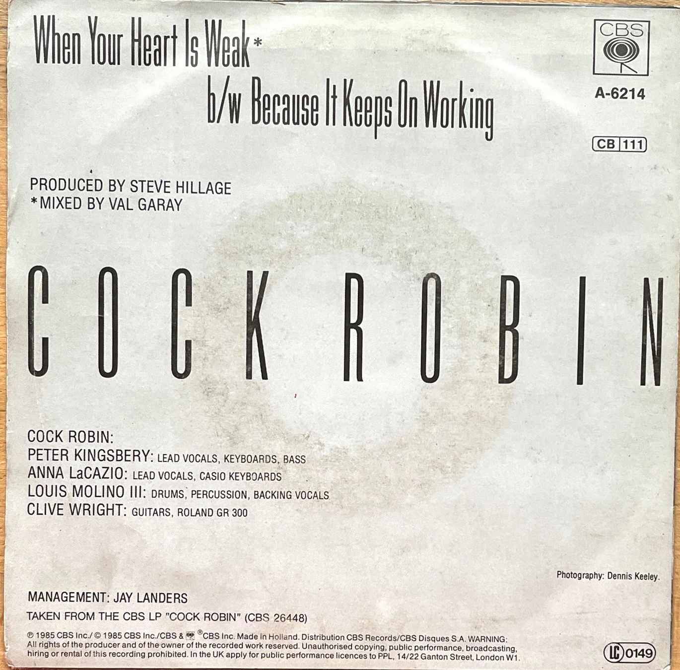 Schallplatten: 45t. Cock Robin – Gebraucht aus Renan BE von johncactus 1
