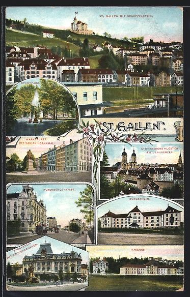 Cartoline postali: St. Gallen, Scheffelstein, Marktplatz mi – Usato da Berlin venduto da bartko-reher