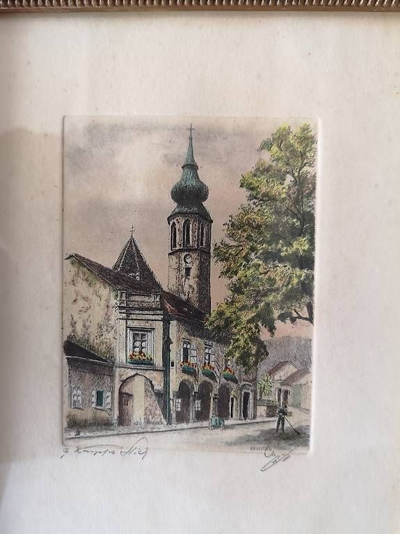 Gemälde: Lot de 11 tableaux - aquarelles - gravures etc.. – Gebraucht aus Bulle von italicum 6
