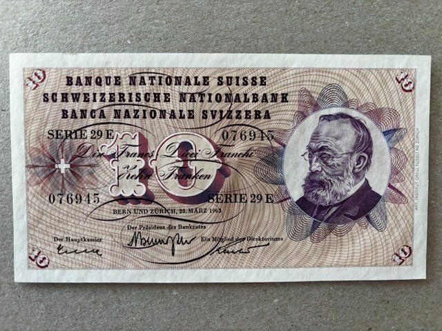 Banconote: 10-Franken-Note von 1963 – Usato da Zürich venduto da Lenine