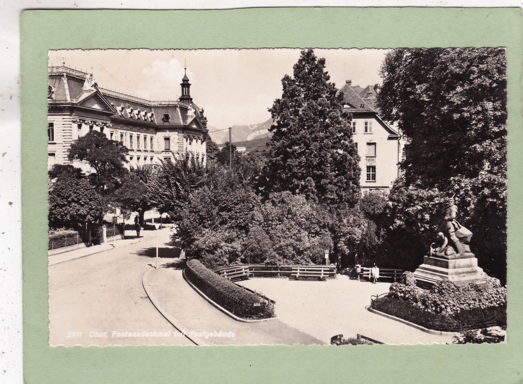 Cartes postales: Chur Fontanadenkmal mit Postgebäude 1953 – D'occasion à Herisau par Lisegrat2008