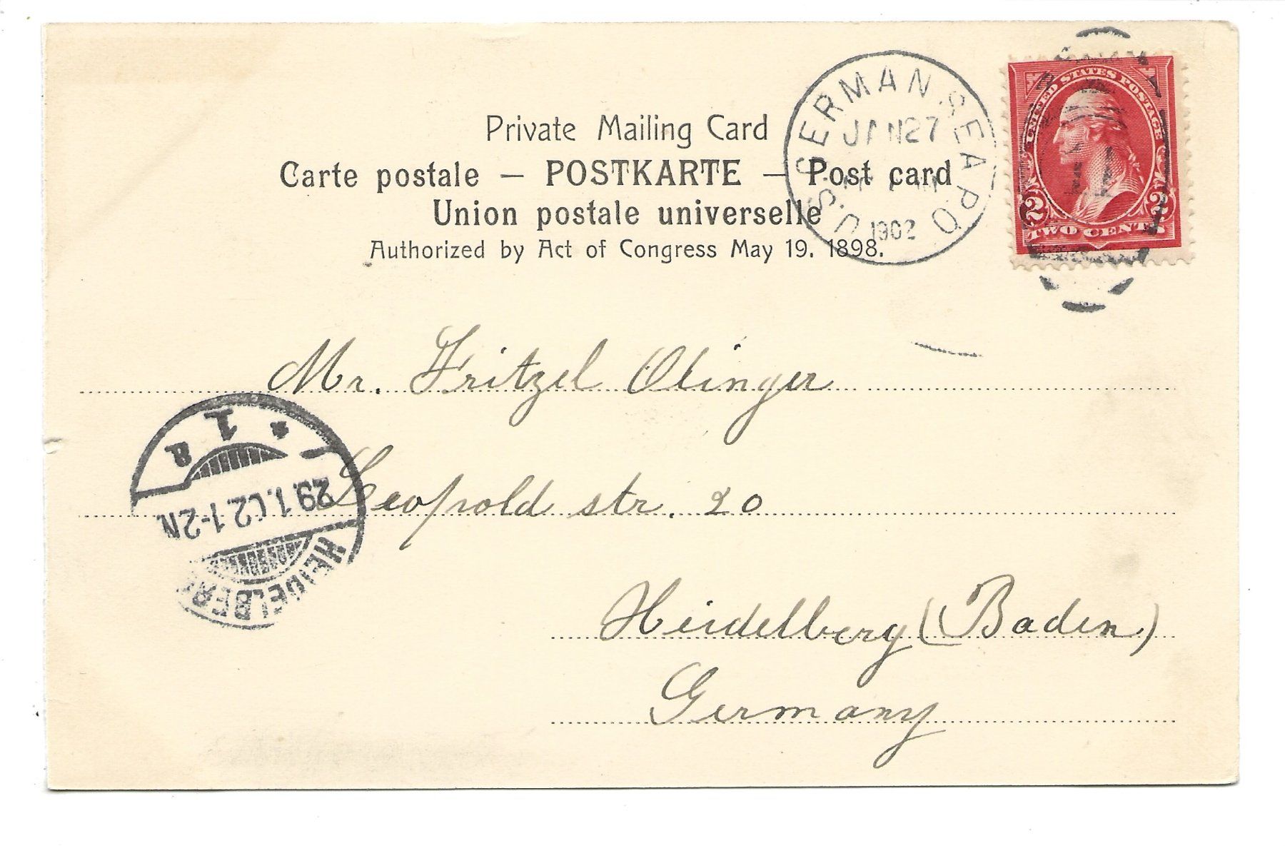 Cartoline postali: Schnelldampfer "Kaiser Wilhelm der Grosse" German Seapo 1902 – Usato da Engelburg venduto da Cartophil 1