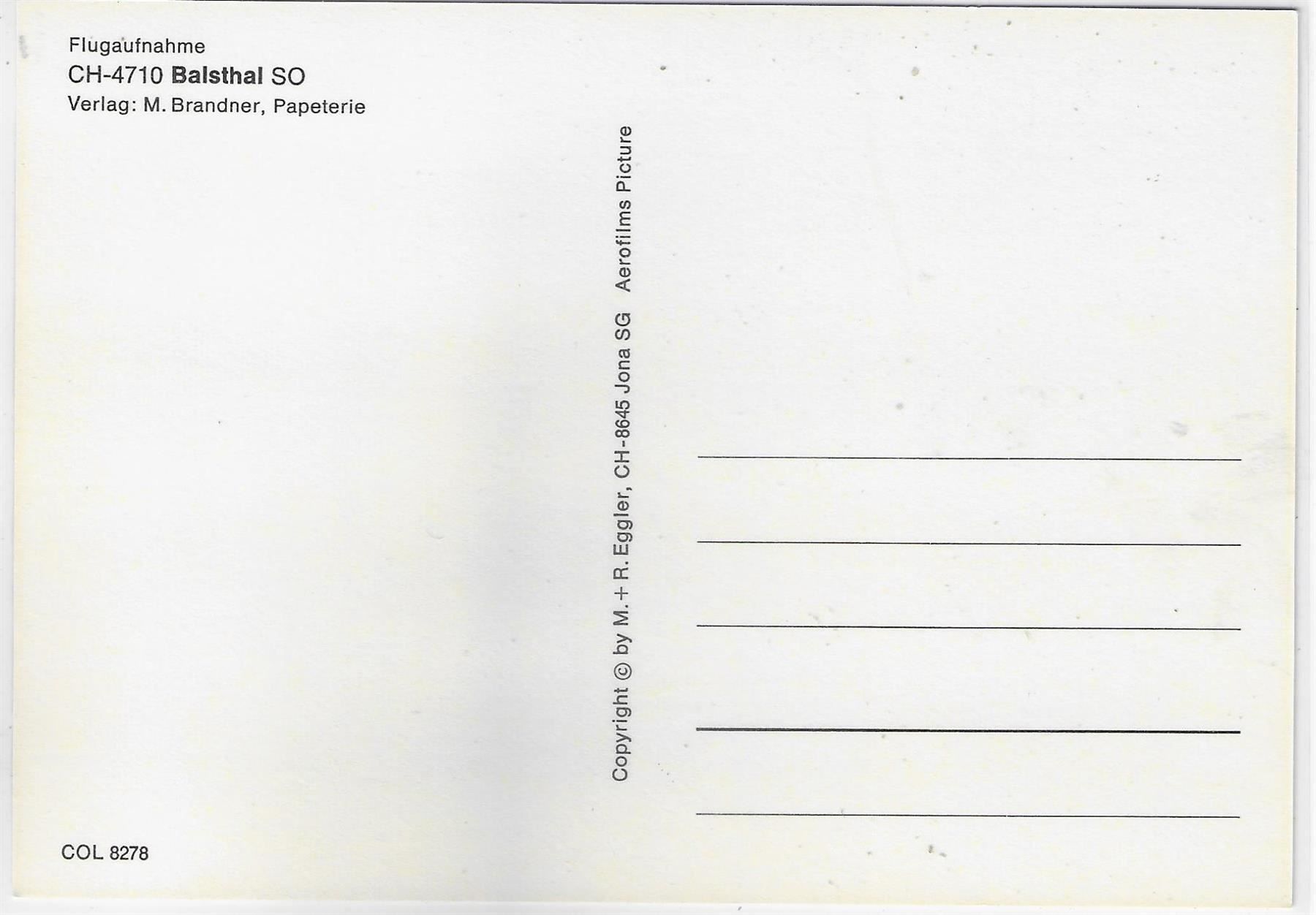 Cartoline postali: Flugaufnahme Balsthal SO – Usato da Ettingen venduto da Kartenplanet 1