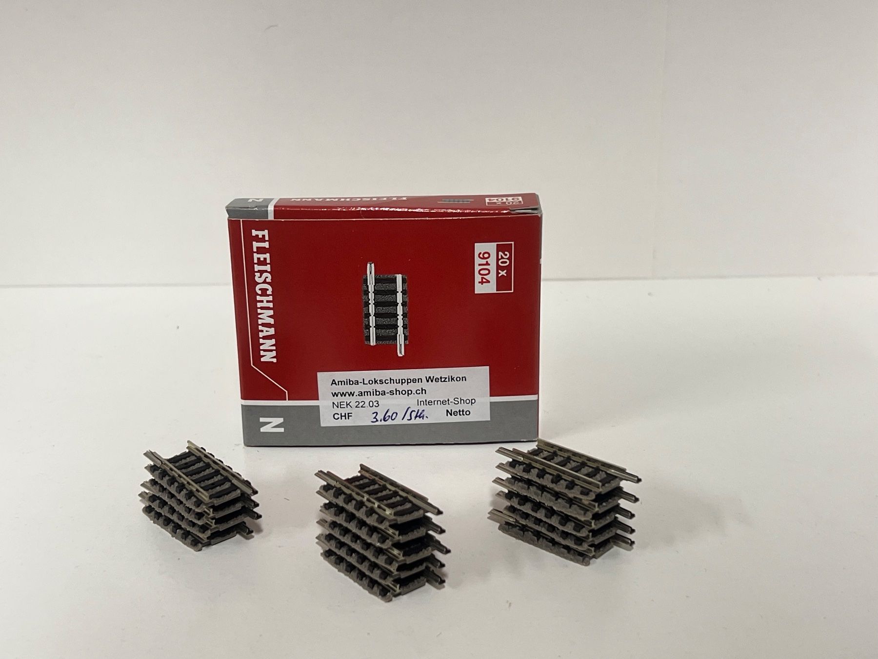 Fleischmann Modellini di ferrovie: Fleischmann 9104 Spur N 14 Stk. – Nuovo e nell'imballaggio originale da Geroldswil venduto da TopTrain54