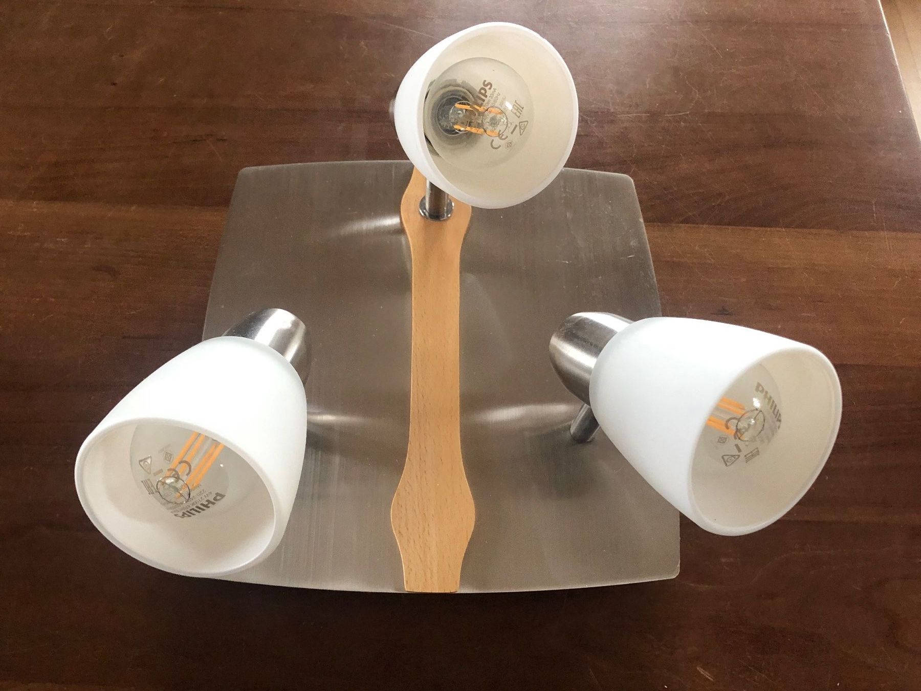 Lampadari & plafoniere: Moderne Decken oder Wandlampe Edelstahl-Holzoptik 3-flammig – Usato da Rickenbach ZH venduto da Topas014