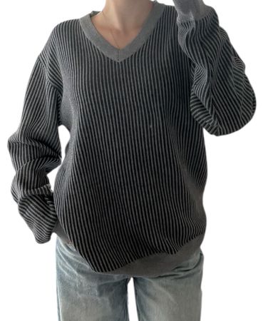 Pullover Accanto grau schwarz gestreift Grösse XL neu