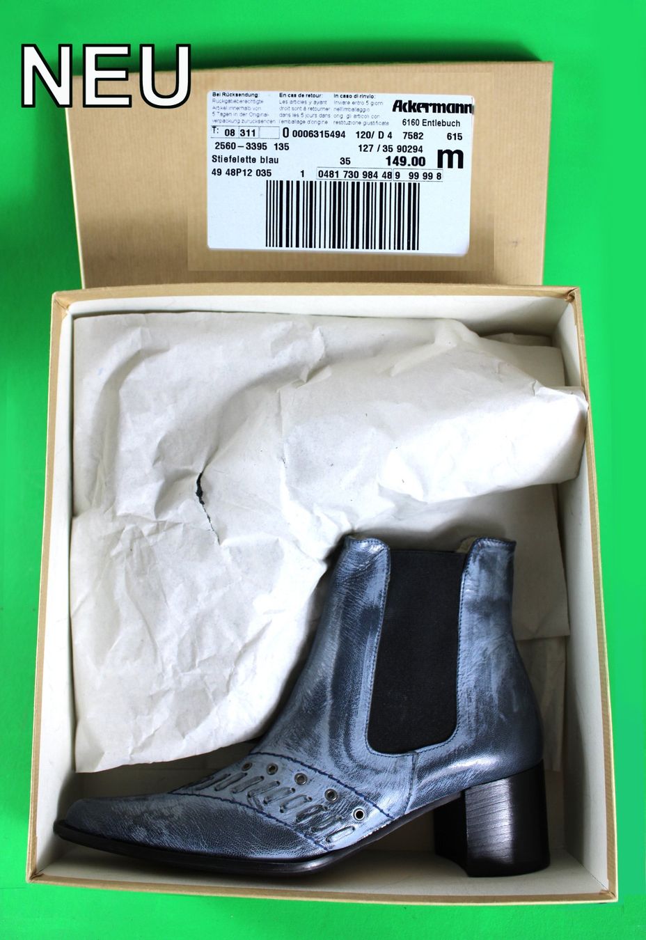 Chaussures femmes: 35 -- Stiefeletten blau/grau   Ackermann   NEU ! – D'occasion à Wichtrach par NBischoff