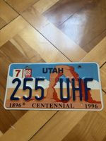 Autoschild Utah USA 255 UHF Centennial 1896-1996 Metall