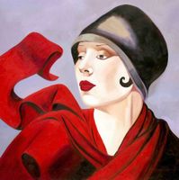 Homage to Lempicka - Frau mit rotem Scha