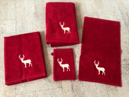 4-teiliges Frottée Handtuch-Set, Farbe rot "NEU"