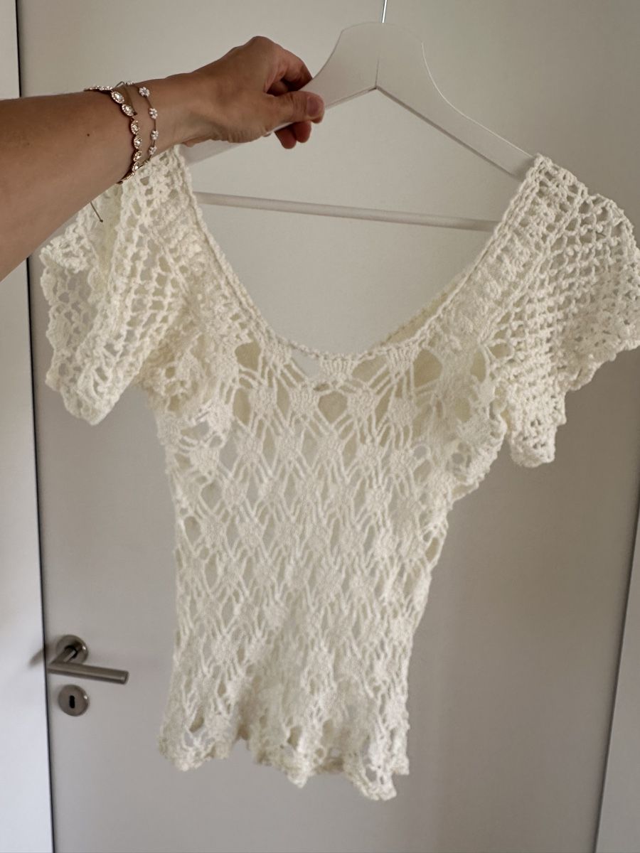 Top: Handmade gehäkeltes Top, weiss, Grösse onesize – Nuovo (secondo la descrizione) da Winterthur venduto da Angel2024 2