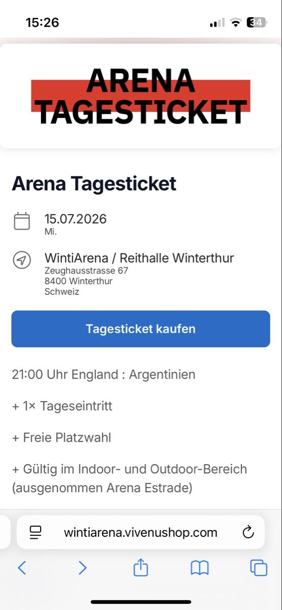 Tickets: Ticket Winti Arena – Neu (gemäss Beschreibung) aus Winterthur von Lian22