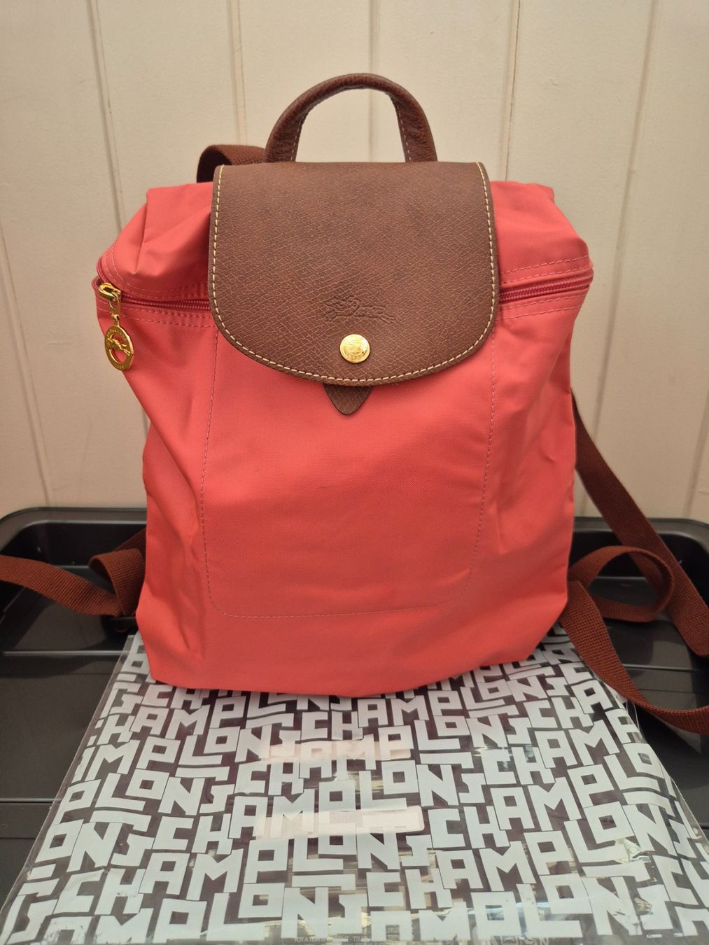 Longchamp Zaini: NEUER Longchamp Le Pliage Rucksack pink/grapefruit – Nuovo (secondo la descrizione) da Unteriberg venduto da VOI_69