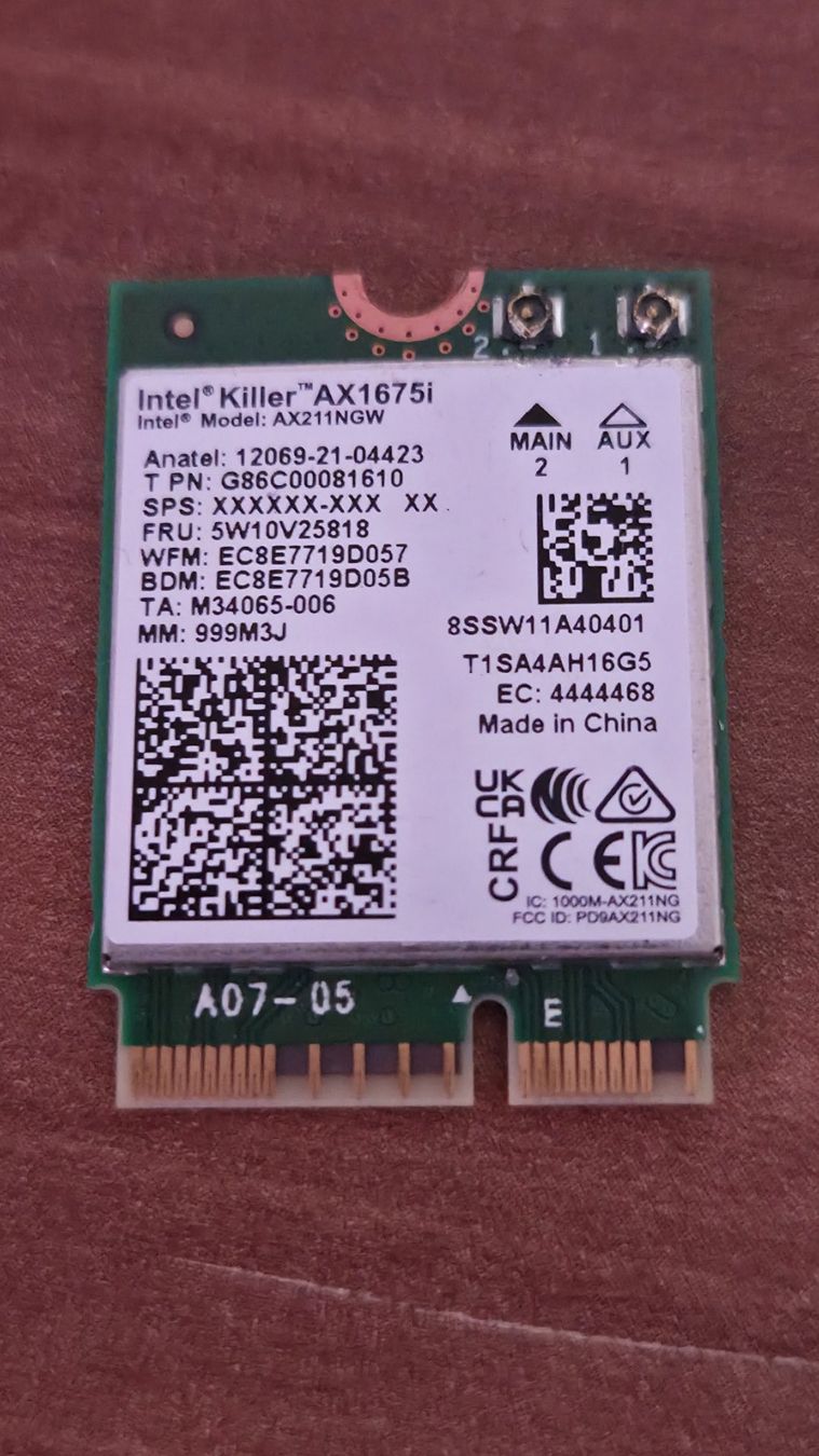 Intel Laufwerke & Adapter: Intel Killer 1675i Wifi 6E M2 Karte – Defekt aus Grabs von wiRD27rs