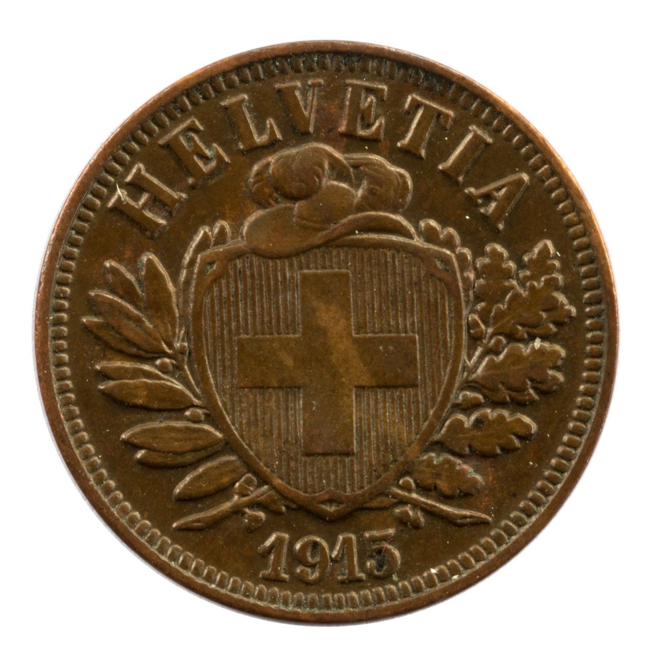 Tutti le monete: Schweiz / Suisse - 2 Rappen - 1915 – Usato da Rotkreuz venduto da Swiss-Coins