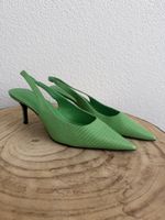 Mango Slingback Pumps Neon Grün Reptil-Optik Gr. 37