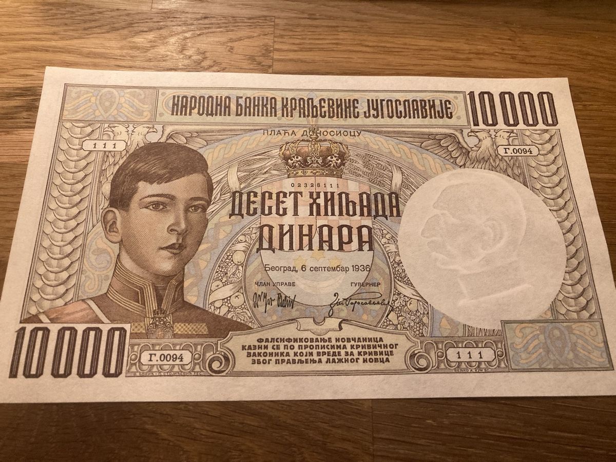 Banknoten: EXCEPTIONNELLE BILLET DE 10000 dinar de 1936 FAST UNC – Neu (gemäss Beschreibung) aus Villars-sur-Glâne von Graca03 1