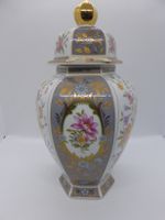 Bonbonnière en porcelaine, joli décor de fleurs blanc/gris